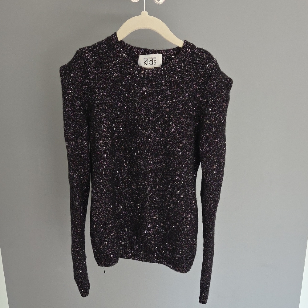 Autumn Cashmere Kids Black and Purple Speckled Sweater